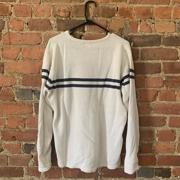 Navy and Cream Striped Knit Sweater - Picture 4 of 4